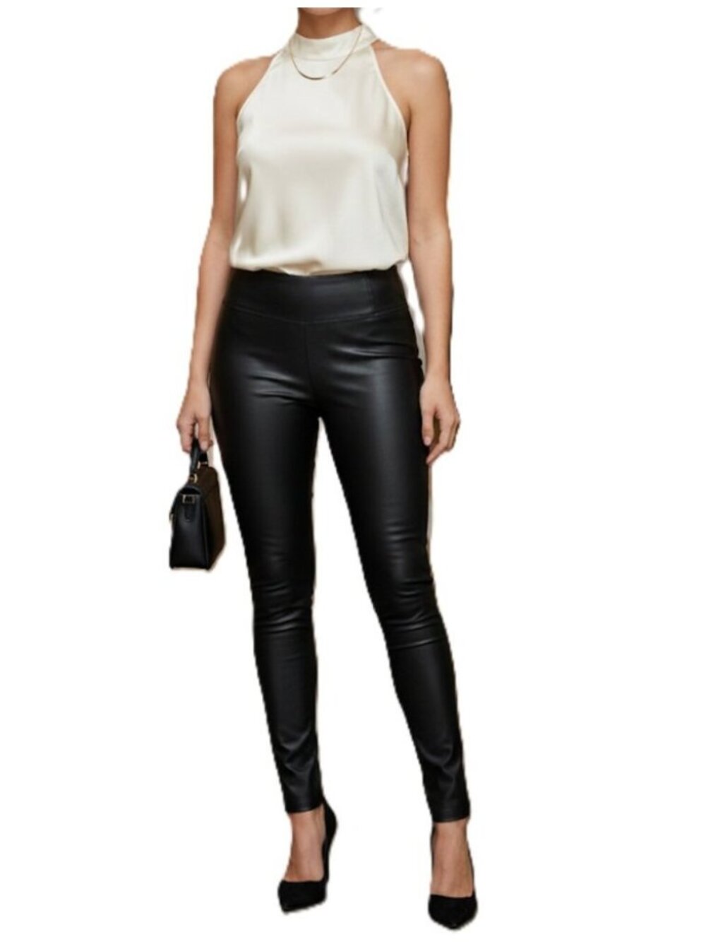 7 For All Mankind Vegan Faux Leather Shiny Leggings NWOT Size Small